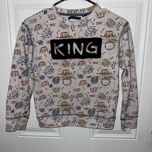 Sean John Crewneck Sweater - Cream and Blue Pattern